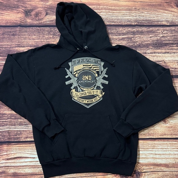 Hanes Comfort Blend Other - Men’s Black Graphic Hoodie with 2nd Amendment Design